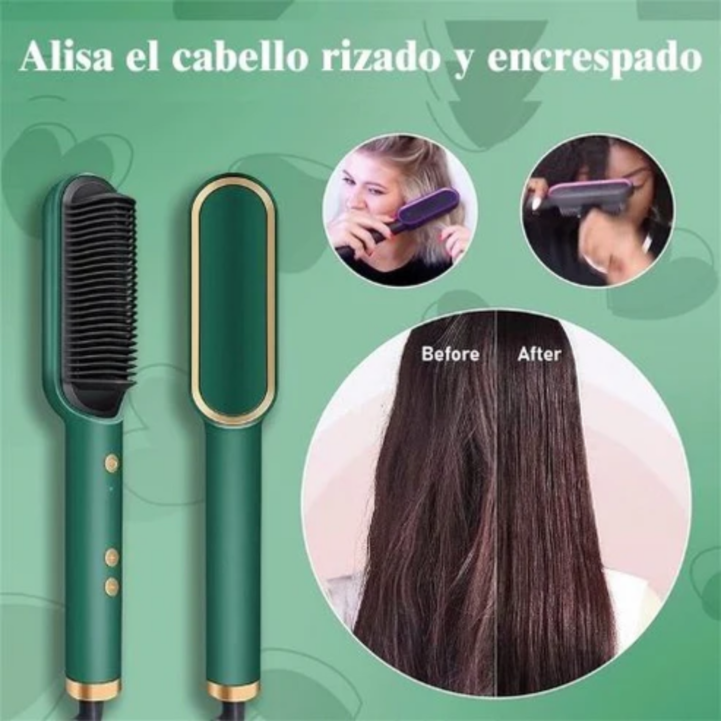 Cepillo 2 en 1 GlowHair– Alisa y riza tu cabello – Logra un peinado de salón en casa en minutos